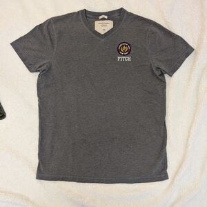Vintage Abercrombie & Fitch Charcoal V-Neck Tee Embroidered Logo